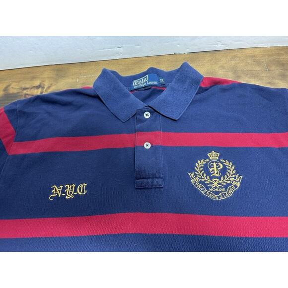 Polo Ralph Lauren Men’s Size XL Embroidered Crest NYC SS Stripe Polo Shirt - Picture 2 of 9
